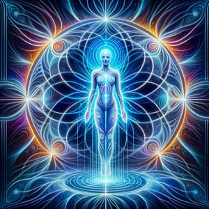 Ethereal Love: White Aura & Vibrant Blue Energy Art