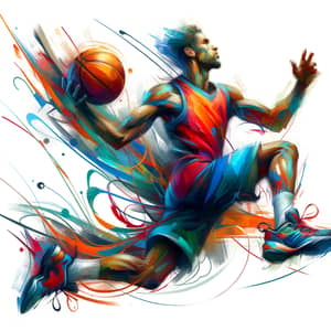 Vibrant Basketball Art: Energetic Player in Action