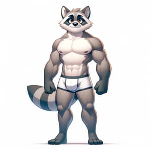 Anthropomorphic Raccoon Demi-Human in Boxers | Cartoon Character