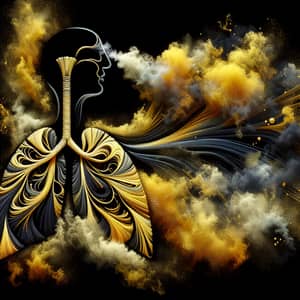 Abstract Black, Yellow & Gold Illustration - Life, Breath & Health Theme