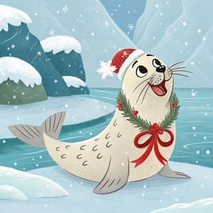 Joyful Festive Seal Celebrating the Holidays