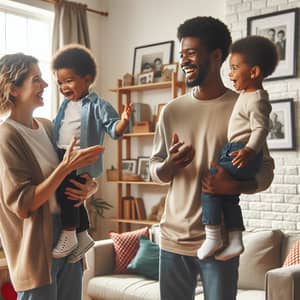 Heartwarming Family Moment: Caucasian Mother, Black Father, and Twin Boys