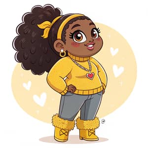 Chic Chibi Plus Size Woman in Yellow Fashion