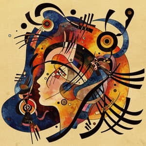 Kandinsky Style Abstract Art with Head