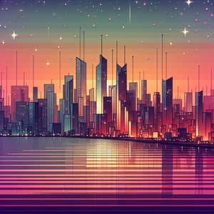 Abstract City Skyline Art: Futuristic Urban Landscape