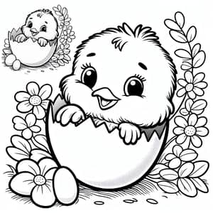 Color a Chick Peeping from an Egg for Kids