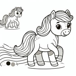 Playful Horse Coloring Book Illustration for Kids