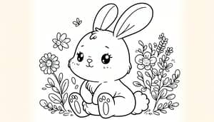 Cute Bunny Coloring Page for Kids