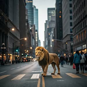 Lion Roaming the City: A Unique Urban Encounter