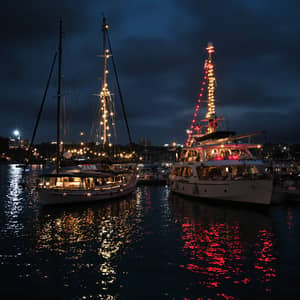 Afro-American Boy at Night by Luxury Boats