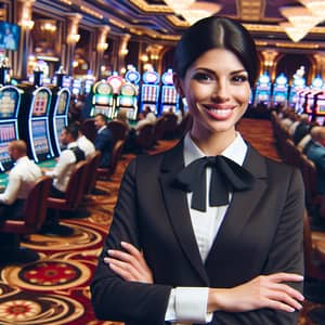 Hispanic Casino Manager in Elegant Setting | Gaming Scene