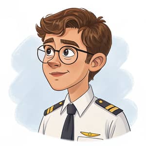 Caricature of a Young Pilot Student