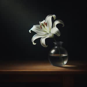 Elegant White Lily in Glass Vase | Still Life Art Photography