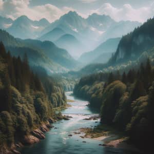 Mountain River View | Tranquil Nature Scene