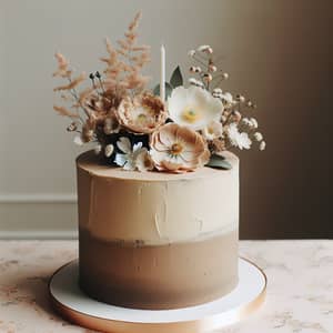 Elegant 2 Tier Birthday Cake in Earthy Tones