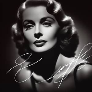 Elegant Calligraphy Autograph on Hollywood Glamour Portrait