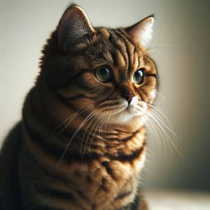 Mature Domestic Short-Haired Tabby Cat | Intense Gaze and Unique Fur Patterns