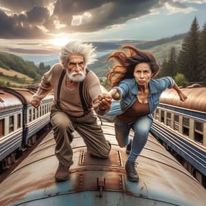 Elderly Hispanic Woman vs. Romanian Man on Moving Train