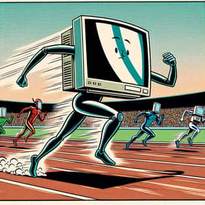 Comic Computer Sprinting in 100-Meter Race | Tech Gadgets Competition