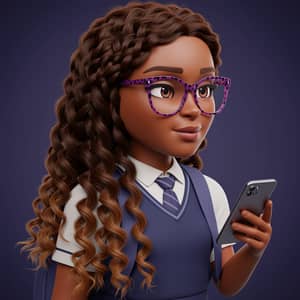 3D Realistic Black Woman with Ombre Braid and Glasses