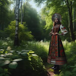 Russian Style Fashion Photo in Wooded Setting