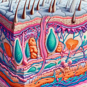 Detailed Cross-Section Illustration of Human Skin | Anatomy Artwork