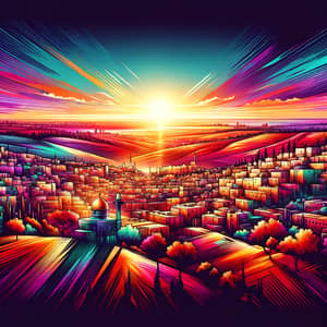 Jerusalem Cityscape Sunset in Multicolored Shades | Makom