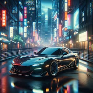 Sleek Mazda RX7 Sports Car in Vibrant Urban Environment