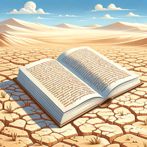 Open Book in Desert Illustration