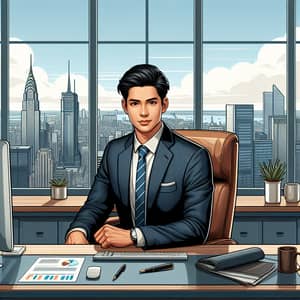 Successful South Asian Entrepreneur in Office