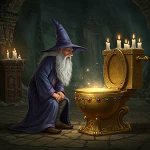 Mystic Mage Using a Giant Toilet