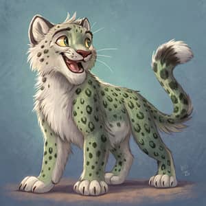 Playful Anthropomorphic Snow Leopard Character Design