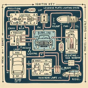 Car Circuits Bifilar Schematic: Lighting Systems, Horn, Heating Window, Blinking, Reverse Light