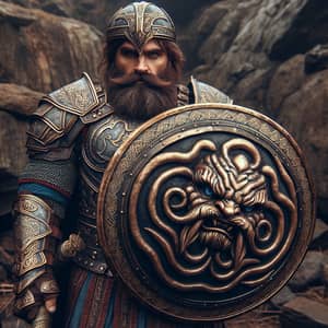 Middle-Eastern Dwarf with Aegis Shield - Ornate Medieval Armor