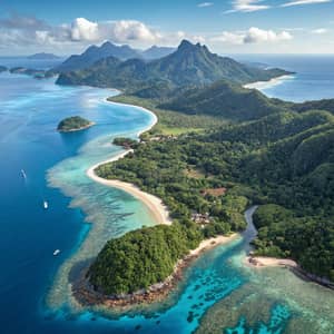 Realistic Bird's Eye Map of a Tropical Island