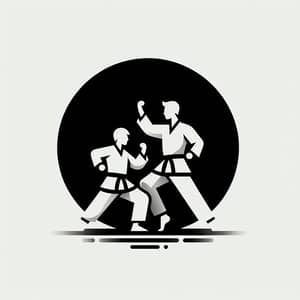 Minimalist Karate Art | Simple Figures in Monochrome Tones