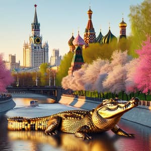 Spring in Moscow: Golden Crocodile and Vibrant Cityscape