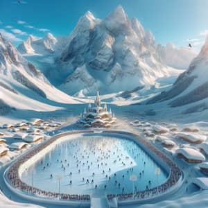 High-Altitude Ice Rink in Majestic Mountains