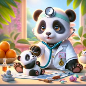 Cute Baby Panda Doctor in Heartwarming Art