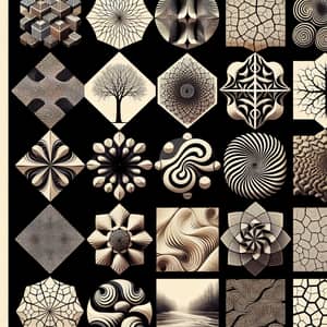 Unique Natural Patterns Collage: Symmetry, Trees, Spirals & More