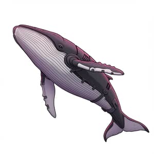 Cybernetic Whale Floating in Air with Pink Gradient