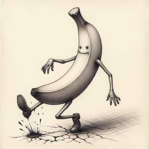 Banana Walking and Slipping | Amusing Pencil Drawing