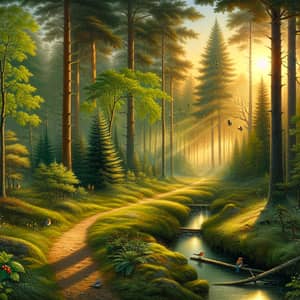 Serene Forest Escape: Tranquil Morning Scene