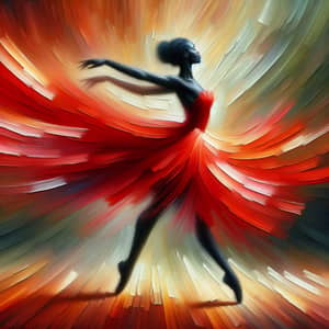 Impressionist Dance: Black Dancer in Red Dress