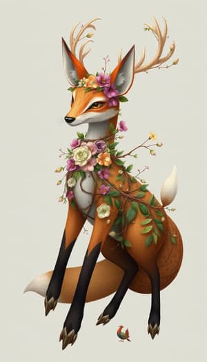 Enchanting Mythical Creature: Fox-Deer Hybrid