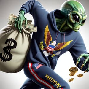 Alien Sprinting with Stolen Money in Freedom High School Gear