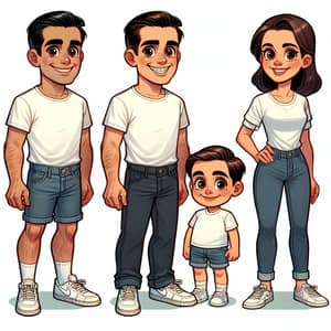 Vintage Cartoon Characters: Man, Woman & Boy in Disney Pixar Style