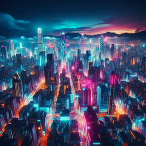 Futuristic Cyberpunk Cityscape with Neon Lights