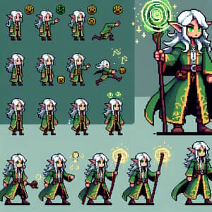 Elven Wizard Pixel Art Sprite Sheet for Dungeons & Dragons