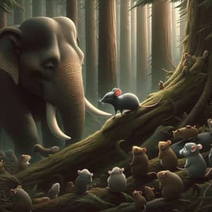 Elephant and Mouse: Unlikely Friendship in the Forest